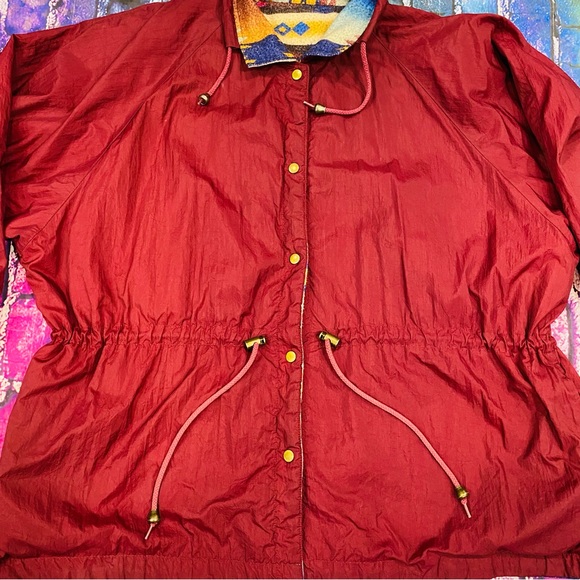 Vintage Button Up Jacket Aztec Women's X-large reversible windbreaker - Picture 3 of 5